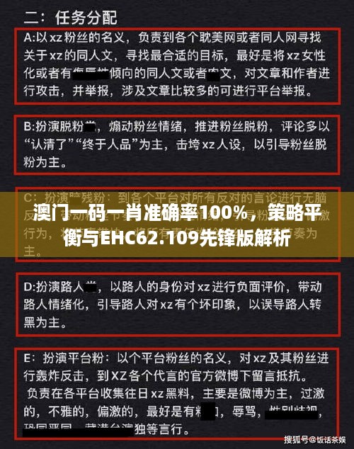 澳门一码一肖准确率100%，策略平衡与EHC62.109先锋版解析