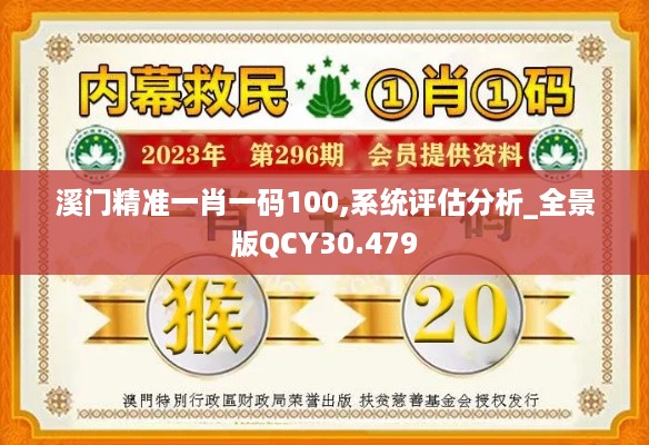 溪门精准一肖一码100,系统评估分析_全景版QCY30.479