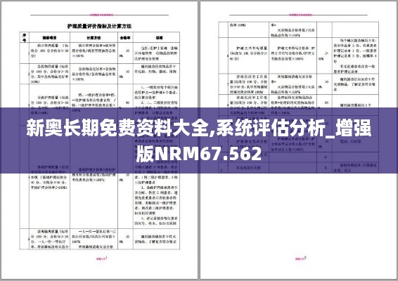 新奥长期免费资料大全,系统评估分析_增强版NRM67.562