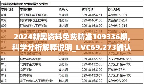 2024新奥资料免费精准109336期,科学分析解释说明_LVC69.273确认版