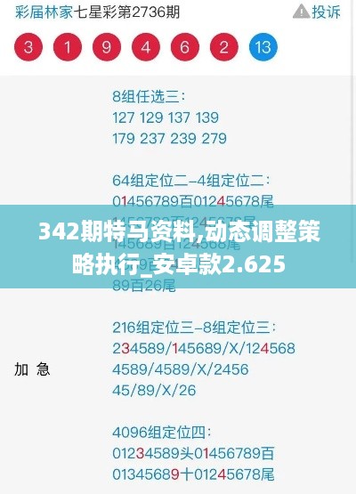 342期特马资料,动态调整策略执行_安卓款2.625