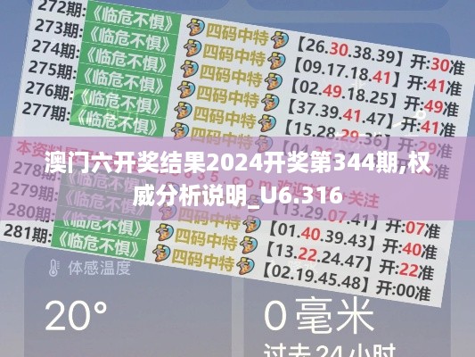 澳门六开奖结果2024开奖第344期,权威分析说明_U6.316