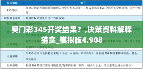 奥门彩345开奖结果？,决策资料解释落实_模拟版4.908