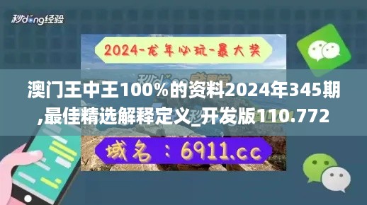 澳门王中王100%的资料2024年345期,最佳精选解释定义_开发版110.772