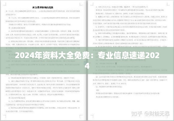 2024年资料大全免费：专业信息速递2024