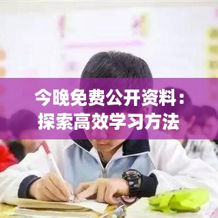 今晚免费公开资料：探索高效学习方法