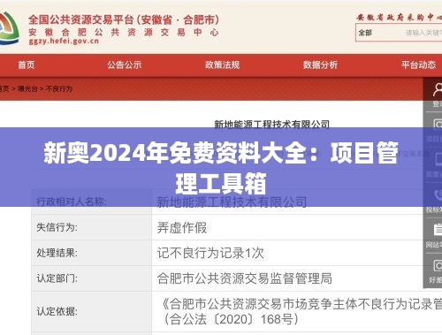 新奥2024年免费资料大全：项目管理工具箱