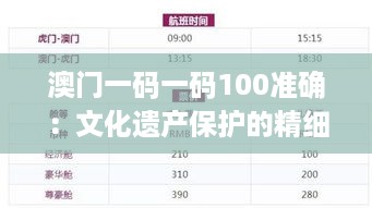 澳门一码一码100准确：文化遗产保护的精细步骤