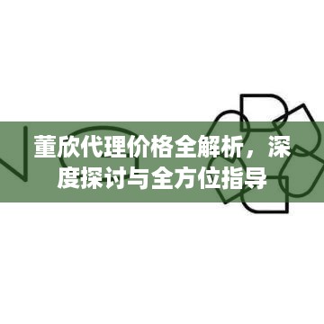 董欣代理价格全解析，深度探讨与全方位指导