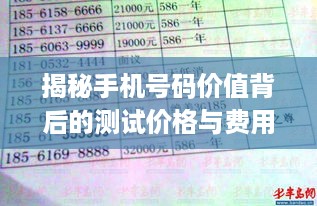 揭秘手机号码价值背后的测试价格与费用！