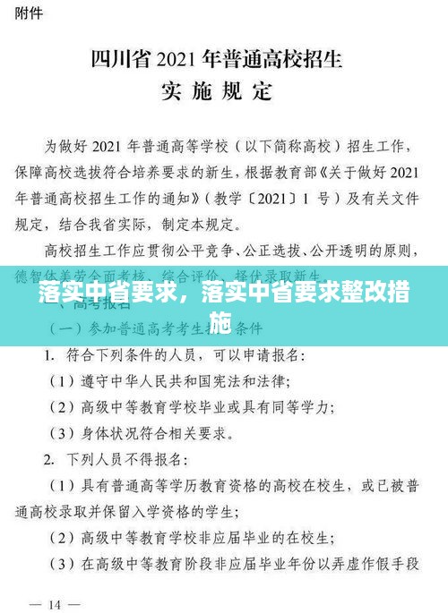 落实中省要求，落实中省要求整改措施 