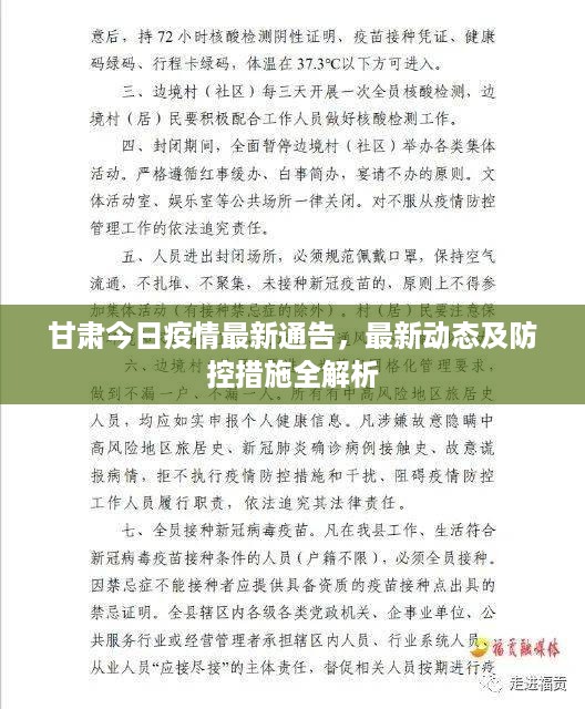 甘肃今日疫情最新通告，最新动态及防控措施全解析