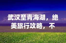 武汉至青海湖，绝美旅行攻略，不容错过的旅程！