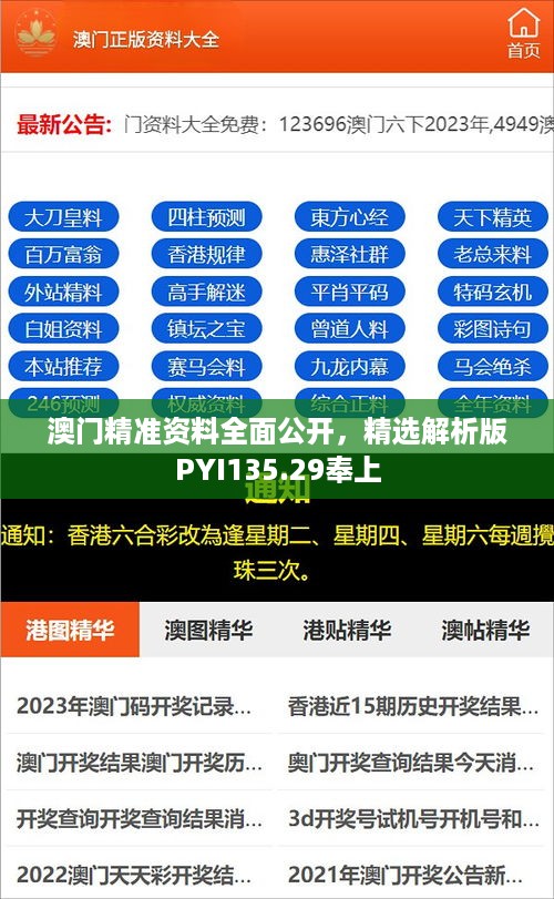 澳门精准资料全面公开，精选解析版PYI135.29奉上