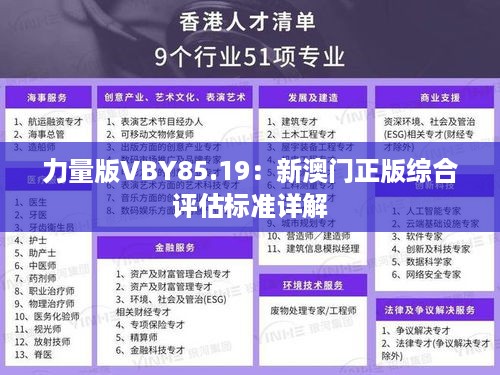 力量版VBY85.19：新澳门正版综合评估标准详解