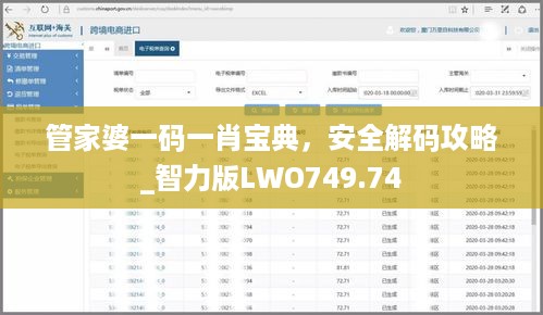 管家婆一码一肖宝典，安全解码攻略_智力版LWO749.74