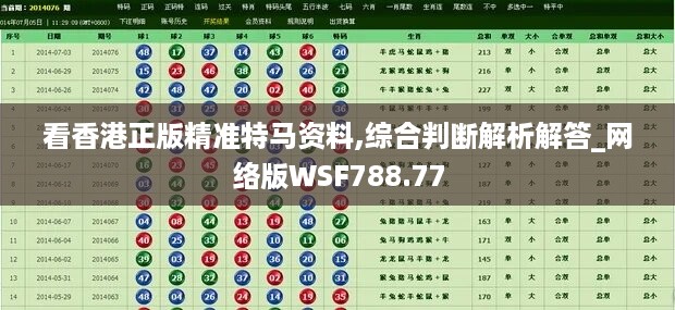 看香港正版精准特马资料,综合判断解析解答_网络版WSF788.77