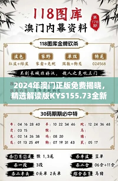 2024年澳门正版免费揭晓，精选解读版KYS155.73全新上线