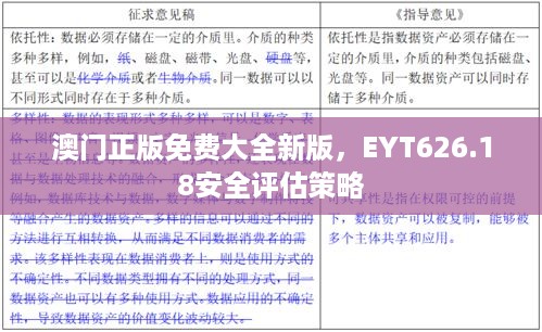 澳门正版免费大全新版，EYT626.18安全评估策略