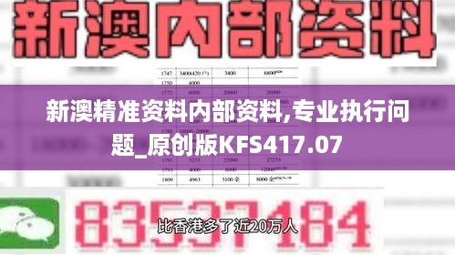 新澳精准资料内部资料,专业执行问题_原创版KFS417.07