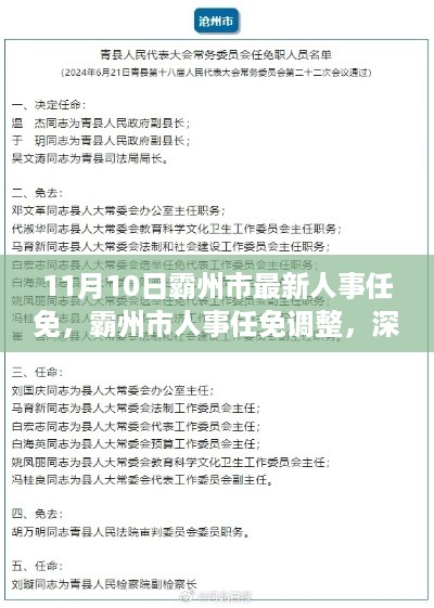 霸州市人事任免调整深度解析与观点阐述，最新人事任免动态（11月10日）