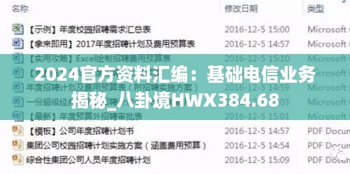 2024官方资料汇编：基础电信业务揭秘_八卦境HWX384.68