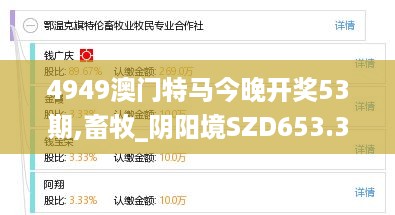 4949澳门特马今晚开奖53期,畜牧_阴阳境SZD653.36