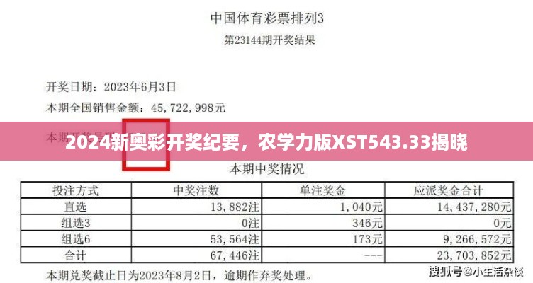 2024新奥彩开奖纪要，农学力版XST543.33揭晓