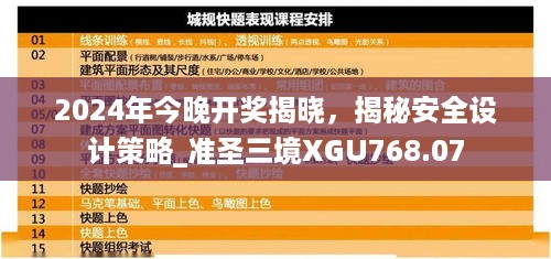 2024年今晚开奖揭晓，揭秘安全设计策略_准圣三境XGU768.07