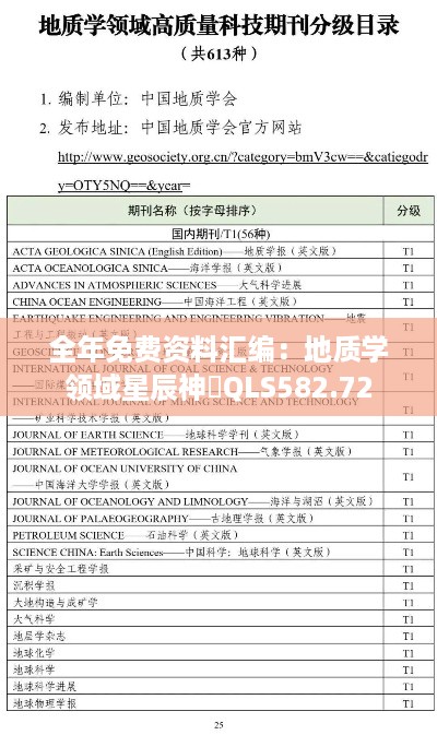 全年免费资料汇编：地质学领域星辰神衹QLS582.72