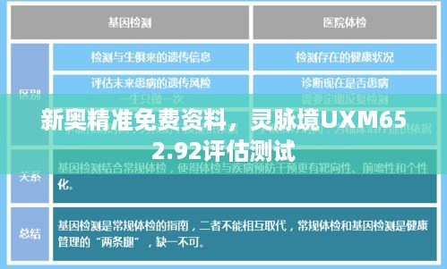 新奥精准免费资料，灵脉境UXM652.92评估测试