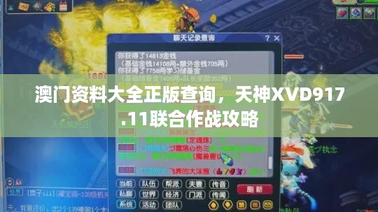 澳门资料大全正版查询，天神XVD917.11联合作战攻略