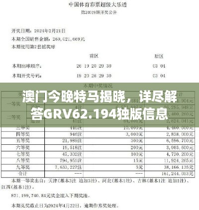 澳门今晚特马揭晓，详尽解答GRV62.194独版信息