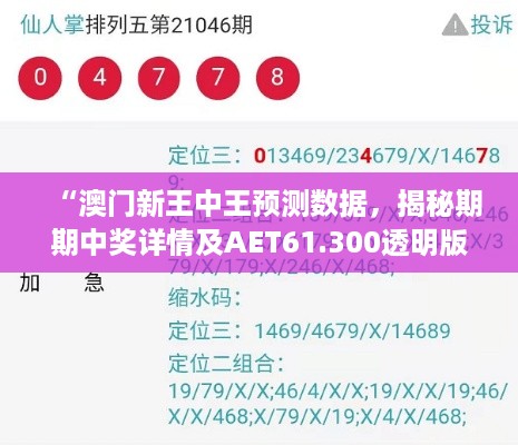 “澳门新王中王预测数据，揭秘期期中奖详情及AET61.300透明版操作指南”