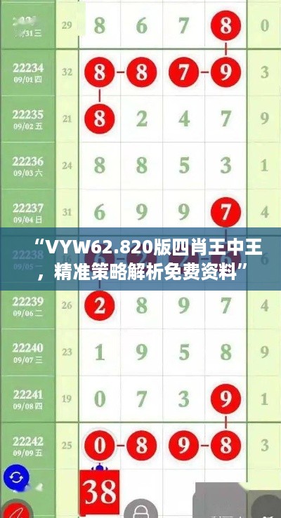 “VYW62.820版四肖王中王，精准策略解析免费资料”