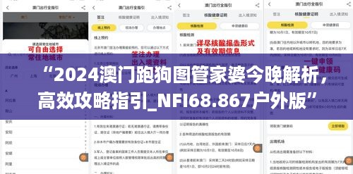 “2024澳门跑狗图管家婆今晚解析，高效攻略指引_NFI68.867户外版”