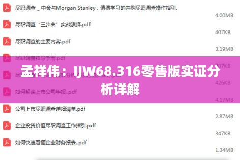 孟祥伟：IJW68.316零售版实证分析详解