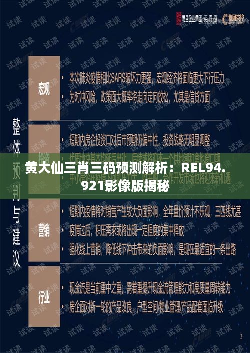 黄大仙三肖三码预测解析：REL94.921影像版揭秘