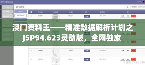 澳门资料王——精准数据解析计划之JSP94.623灵动版，全网独家