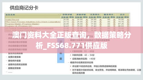 澳门资料大全正版查询，数据策略分析_FSS68.771供应版