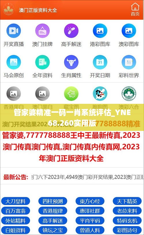 管家婆精准一码一肖系统评估_YNE68.260实用版