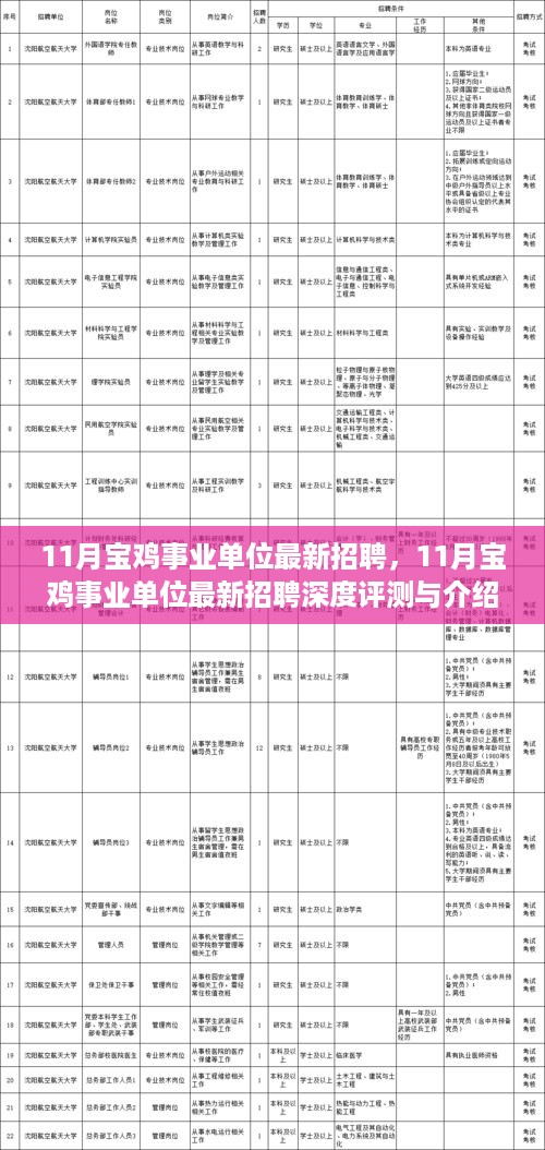 宝鸡事业单位最新招聘深度评测与介绍，11月招聘概览