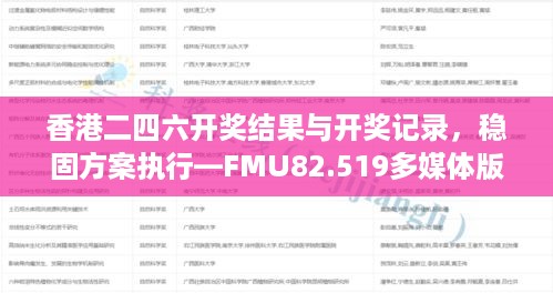 香港二四六开奖结果与开奖记录，稳固方案执行—FMU82.519多媒体版