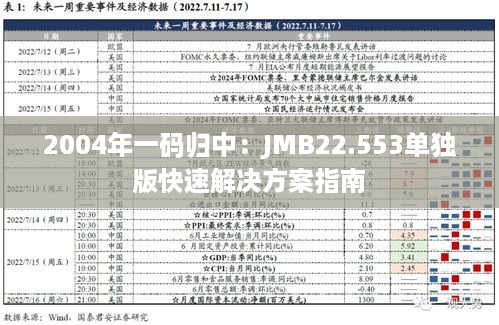 2004年一码归中：JMB22.553单独版快速解决方案指南