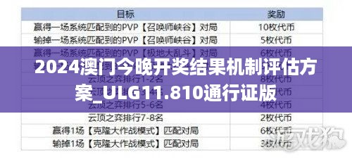 2024澳门今晚开奖结果机制评估方案_ULG11.810通行证版