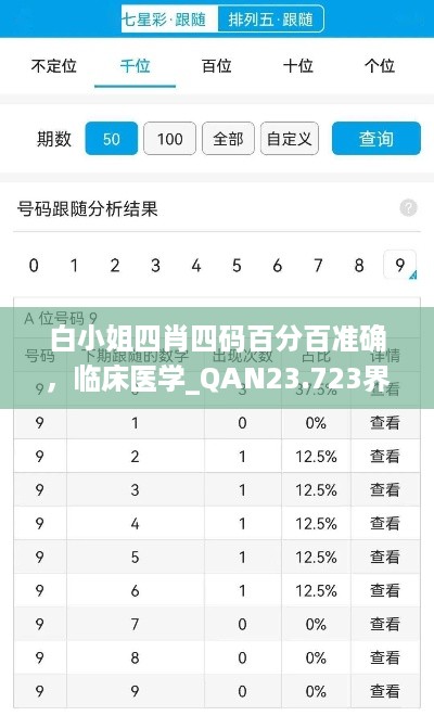 白小姐四肖四码百分百准确，临床医学_QAN23.723界面版