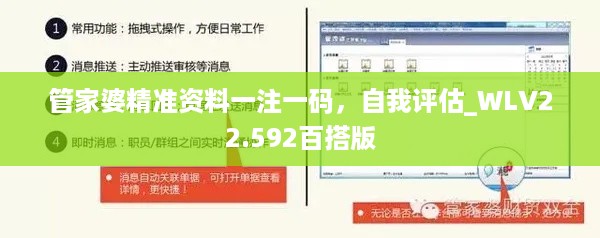 管家婆精准资料一注一码，自我评估_WLV22.592百搭版