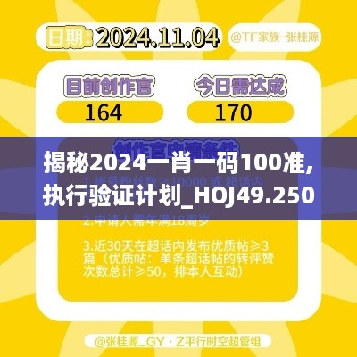 揭秘2024一肖一码100准,执行验证计划_HOJ49.250获取版