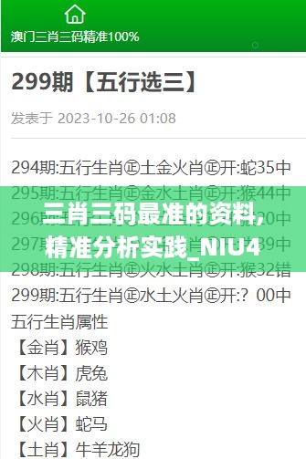 三肖三码最准的资料,精准分析实践_NIU49.787定制版