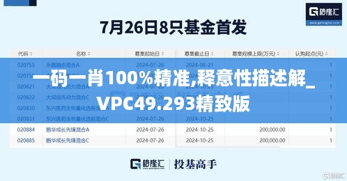 一码一肖100%精准,释意性描述解_VPC49.293精致版